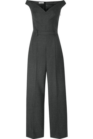 Prada | Off-the-shoulder checked wool-blend jumpsuit | NET-A-PORTER.COM