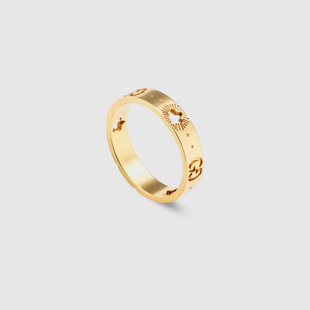 GUCCI Icon yellow gold ring with stars