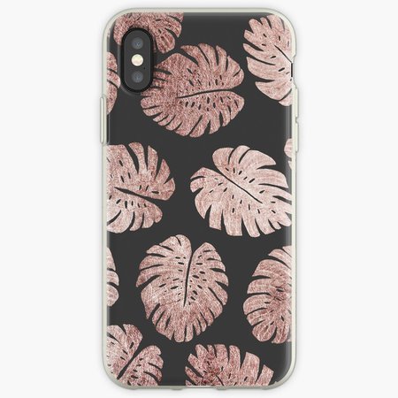 "Chic Elegant Rose Gold Swiss Cheese Plant Leaves" iPhone Case & Cover by Blkstrawberry | Redbubble