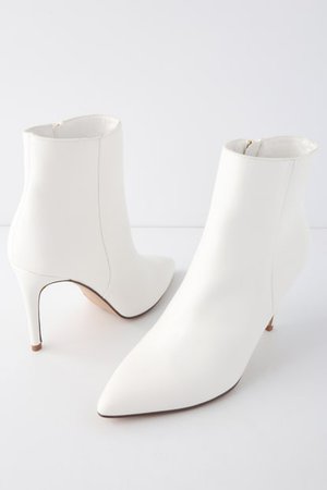Chic White Booties - Stiletto Heel Booties - Ankle Booties