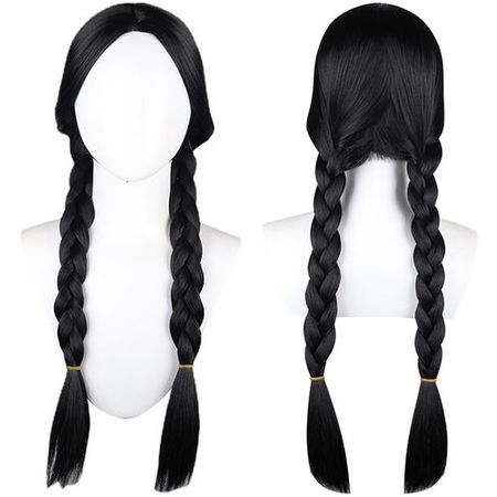 Wednesday Addams Cosplay Wig Heat Resistant Synthetic Hair Carnival Ha