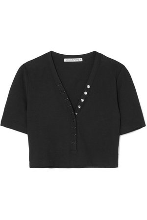 alexanderwang.t | Cropped stretch-cotton jersey top | NET-A-PORTER.COM