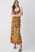 Batik Floral Woven Scoop Neck Maxi Dress | Karen Millen