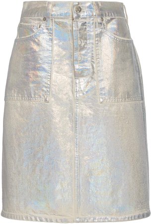 Helmut Lang Factory Metallic Cotton Mini Skirt Size: 24