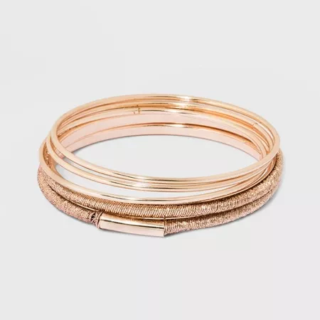 Multi Row Textured Bangle Bracelet 5ct - A New Day Rose Gold : Target
