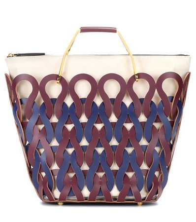 Tricot woven leather shopper