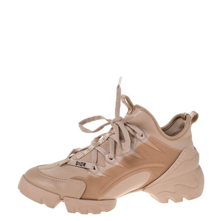 Dior Beige Stretch Fabric And Leather Trim D-Connect Low Top Sneakers Size 38 Dior | TLC