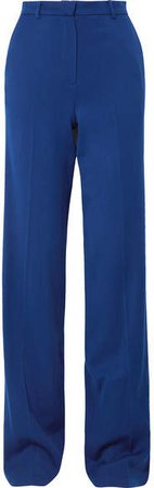 Pushbutton - Wool-twill Wide-leg Pants - Blue