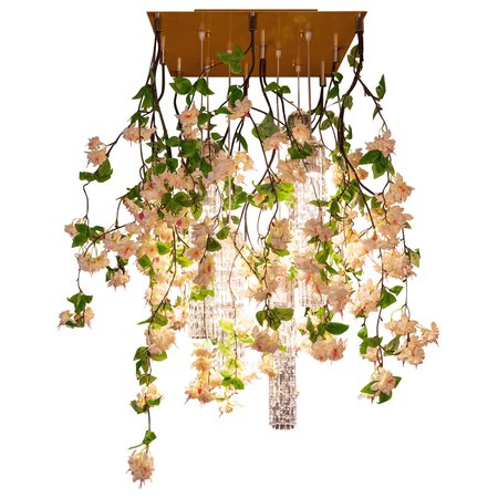 Flower Power Lotus Dichondra Square Chandelier, Venice, Italy For Sale at 1stDibs