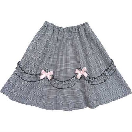 Middle length frills scallop skirt <Glen check> | NILE PERCH