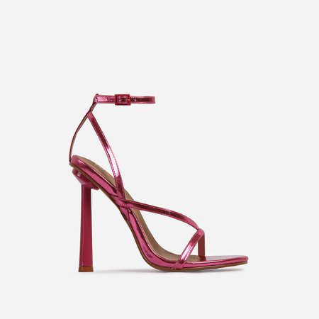 Yasmin Strappy Heel In Metallic Pink Faux Leather | EGO