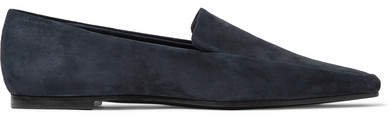 Minimal Suede Loafers - Navy