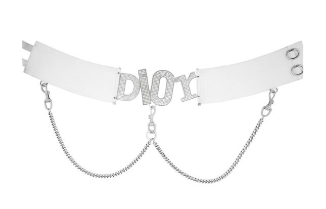 dior 2003 Swarovski logo embellished belt