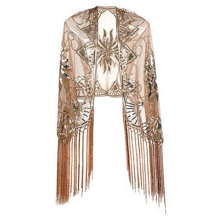 The Great Gatsby Charleston 1920s Flapper Dress Party Costume Women's Sequins Tassel Costume Black+Golden / Beige / Gray Vintage Cosplay Party Prom 3/4 Length Sleeve / Shawl / Shawl 7489037 2020 – R$139,10