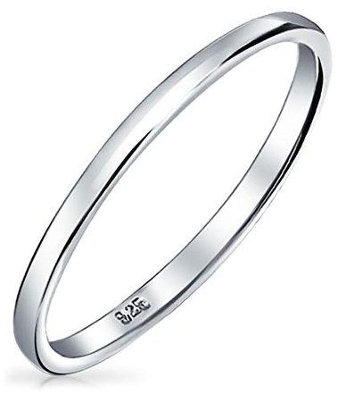 Amazon.com: Simple Minimalist Thin Stackable 925 Sterling Silver Couples Wedding Band Ring For Men For Women 2MM: Jewelry