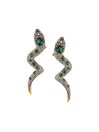 Gucci Snake Earrings With Crystals 591788I4769 Gold | Farfetch