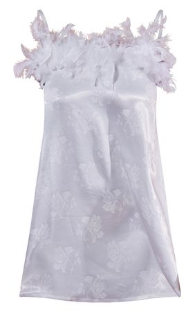 White Satin Jacquard Feather Night Dress | PrettyLittleThing CA