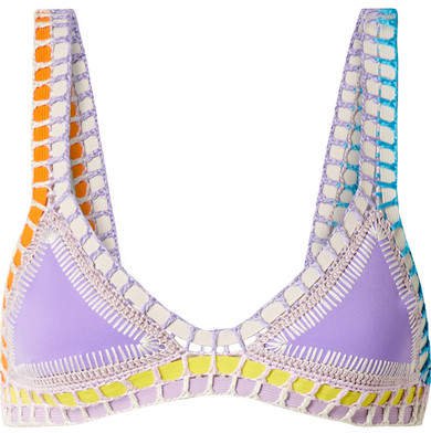 Aura Crochet-trimmed Triangle Bikini Top - Lavender