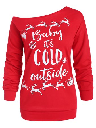 DressLily.com: Photo Gallery - Plus Size Skew Neck Snowflake Elk Christmas Sweatshirt