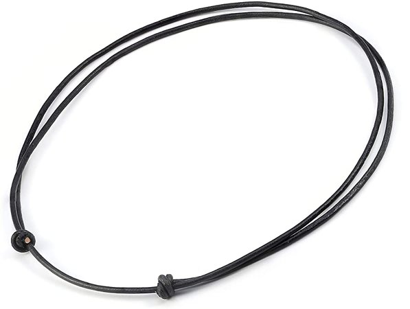POTESSA Black Leather Cord Choker Necklace Double Knotted Adjustable Necklace Minimalist Jewelry for Women Men Unisex | Amazon.com