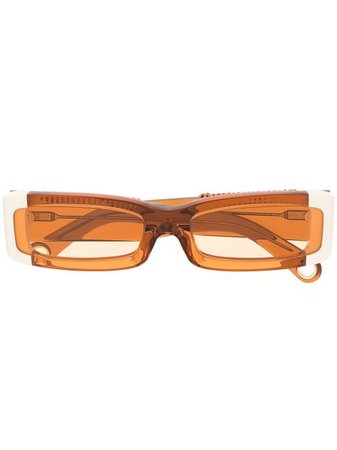 Shop Jacquemus Les Lunettes 97 rectangular-frame sunglasses with Express Delivery - FARFETCH