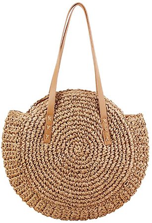 Amazon.com: Round Straw Bag Large Woven Summer Beach Tote Handbags Handle Shoulder Bag for Women Vacation, Khaki : Clothing, Shoes & Jewelry