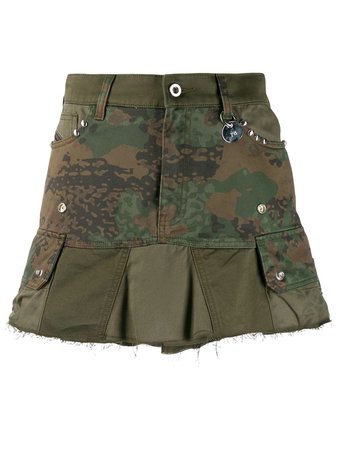 Diesel Camouflage Studded Mini Skirt