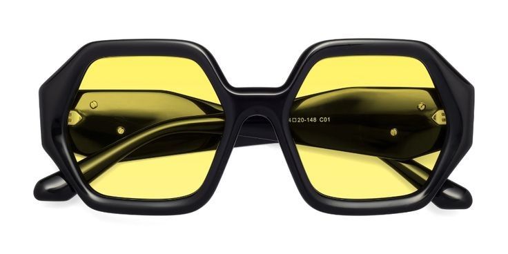 black sunglasses, yellow tint