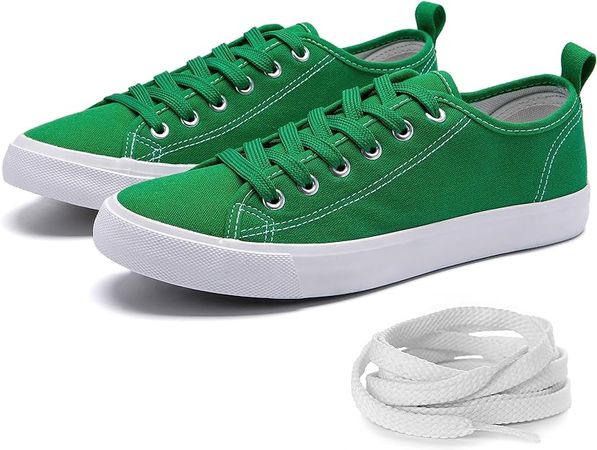 Amazon.com | The Fashion Supply Skylar Canvas Women's Sneakers - Canvas Shoes for Women Sneakers, Comfortable Sneakers for Women, EmeraldGreen, 9 | Fashion Sneakers