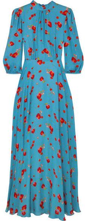 Caroline Floral-print Silk-georgette Maxi Dress - Blue