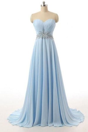 Light blue chiffon sweetheart sequins A-line simple long prom dresses for teens