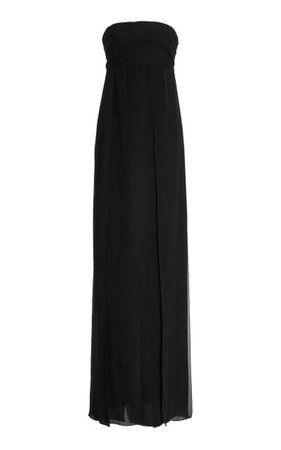 Strapless Draped Silk Georgette Gown By Oscar De La Renta | Moda Operandi