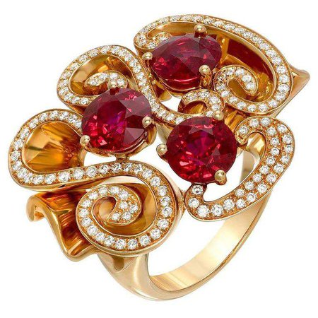 3.82 Carat Burma Ruby Diamond Gold Ring For Sale at 1stdibs