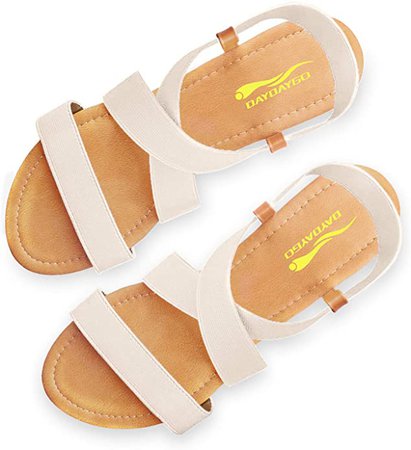 Amazon.com | DAYDAYGO Women's Elastic Flat Sandals, Navy Blue Flat Sandals for Women, 10 | Flats