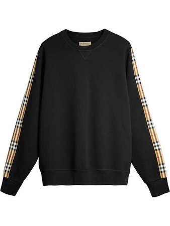 Burberry Vintage Check Detail Cotton Blend Sweatshirt - Farfetch