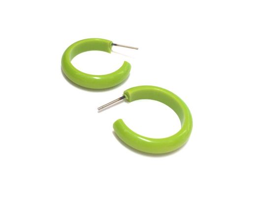 Chartreuse Green Skinny Perfect Hoops Made With Vintage Lucite - Etsy