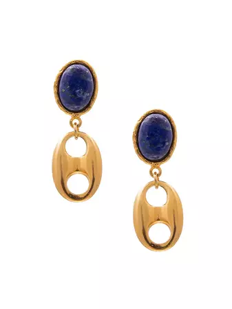 Shop Sylvia Toledano Chain Neo 22K Goldplated Lapis Drop Earrings | Saks Fifth Avenue