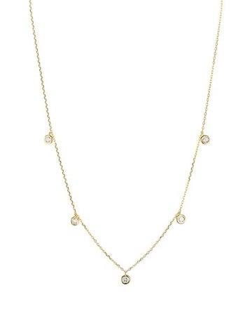 AQUA Sterling Silver Thin Chain Circle Drop Necklace, 16" - 100% Exclusive | Bloomingdale's