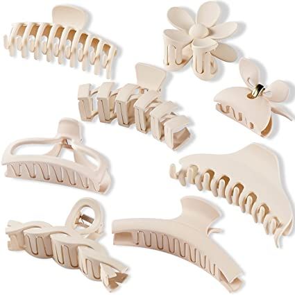 Amazon.com: 8 Pack Hair Claw Clips for Women Thick Hair, Big Matte Claw Clips,Large Flower Claw Clips, Non-slip Strong Hold Jaw Clips, Hair Styling Accessories for Girls Women Teens(8 Differnt Styles) : Beauty & Personal Care