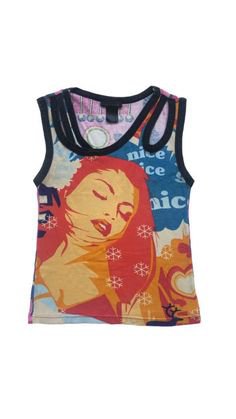 bright graphic with woman and text tank top