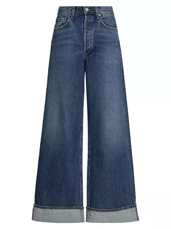 Shop Agolde Dame Wide-Leg Cuffed Jeans | Saks Fifth Avenue