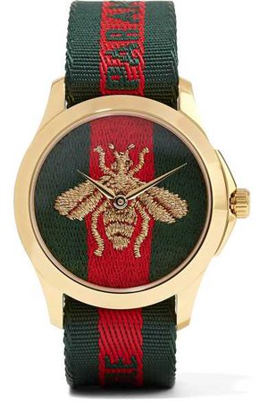 Gucci | Canvas and gold-tone watch | NET-A-PORTER.COM