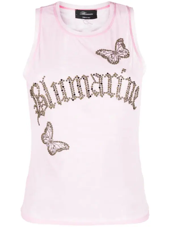 Blumarine logo-embellished sleeveless top