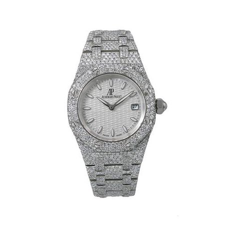 Audemars Piguet Royal Oak Lady 67650ST 33MM White Dial With 11.75 CT D - OMI Jewelry