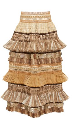 Dolce & Gabbana Tiered Raffia Skirt Size: 38