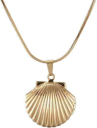 Amazon.com: PJ Seashell Locket Charm Necklace for Women Girls, Nautical Beach Sea Shell Style, Adjustable Long Chain Choker Pendant Necklaces Jewelry: Clothing, Shoes & Jewelry