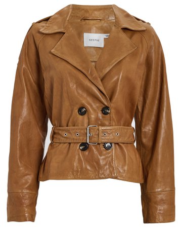 Gestuz | Violitta Belted Leather Jacket | INTERMIX®