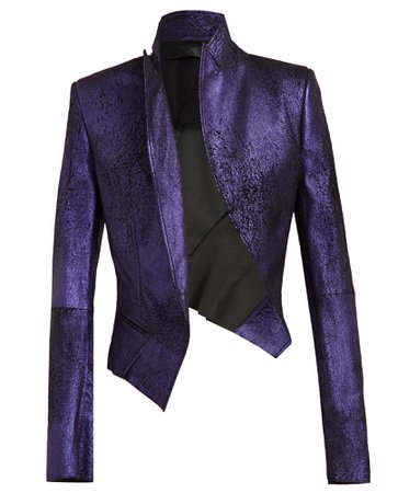 Haider Ackermann Women's Purple Distressed Metallic Leather Jacket