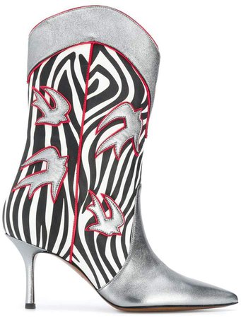Marc Ellis zebra print embroidered boots
