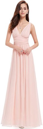 Amazon.com: Ever-Pretty Womens Double V Neck Sleeveless Chiffon Bridesmaids Dress 6 US Pink : Clothing, Shoes & Jewelry